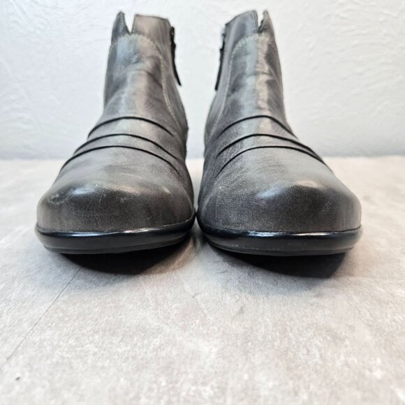 Aetrex Comfort Ankle Boots Leather Gray Minimalist Preppy Chelsea Bootie Size 10 - Picture 3 of 13